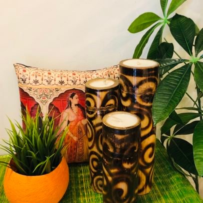 Tabletop Bamboo Candles (Swirl)