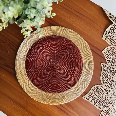 Bead Decorative Table Mat Gift Set (Red Gold) - Image 2