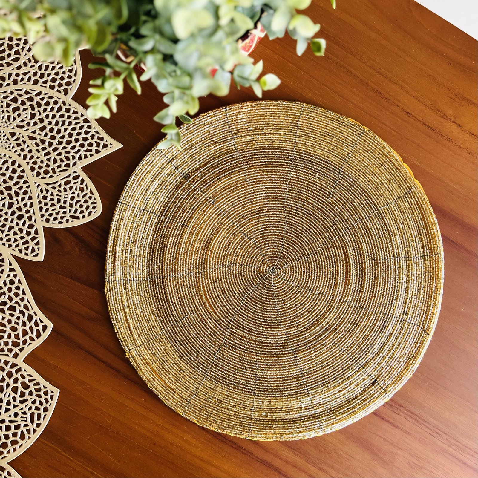 Bead Decorative Table Mat Gift Set (Gold) - Image 2