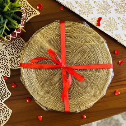 Bead Decorative Table Mat Gift Set (Gold)