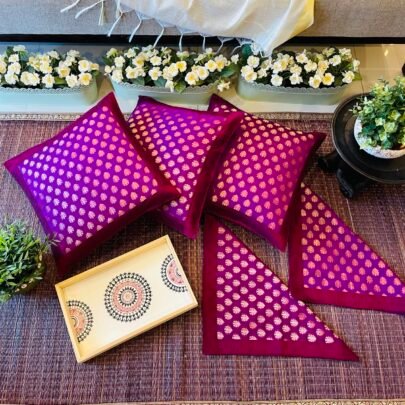 Brocade Silk Cushion Covers (Set of 5, Dhwani2)