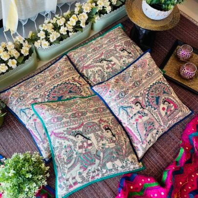 Cotton Madhubani Cushion Covers (Set of 4, Asvi2)