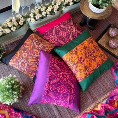 Patola Silk Cushion Covers (Set of 4, Mix)