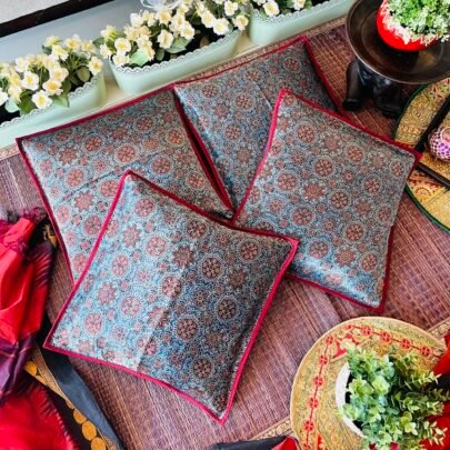 Mashru Silk Cushion Covers (Set of 4, Mali2)