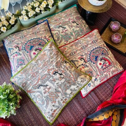 Cotton Madhubani Cushion Covers (Set of 4, Asvi1)