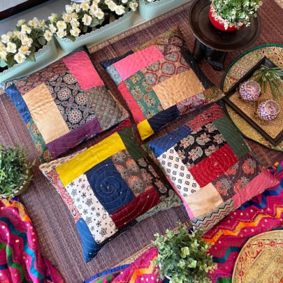 Mashru Silk Cushion Covers (Set of 4, Kanishka3)