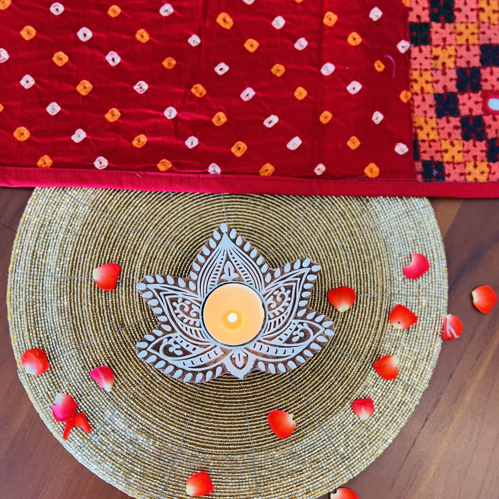 Wooden Block Tealight Holder (Flower) - Image 5