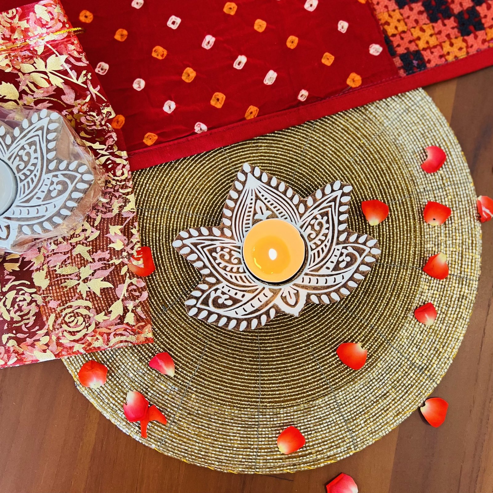 Wooden Block Tealight Holder (Flower) - Image 9