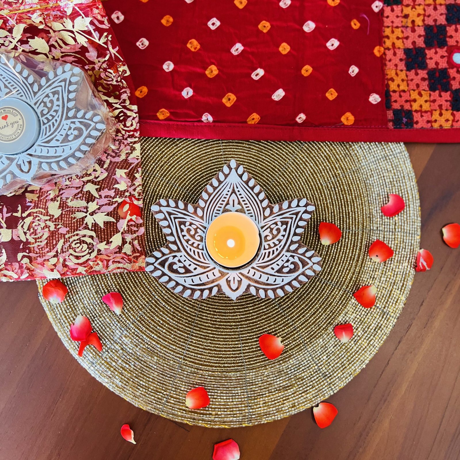 Wooden Block Tealight Holder (Flower) - Image 8