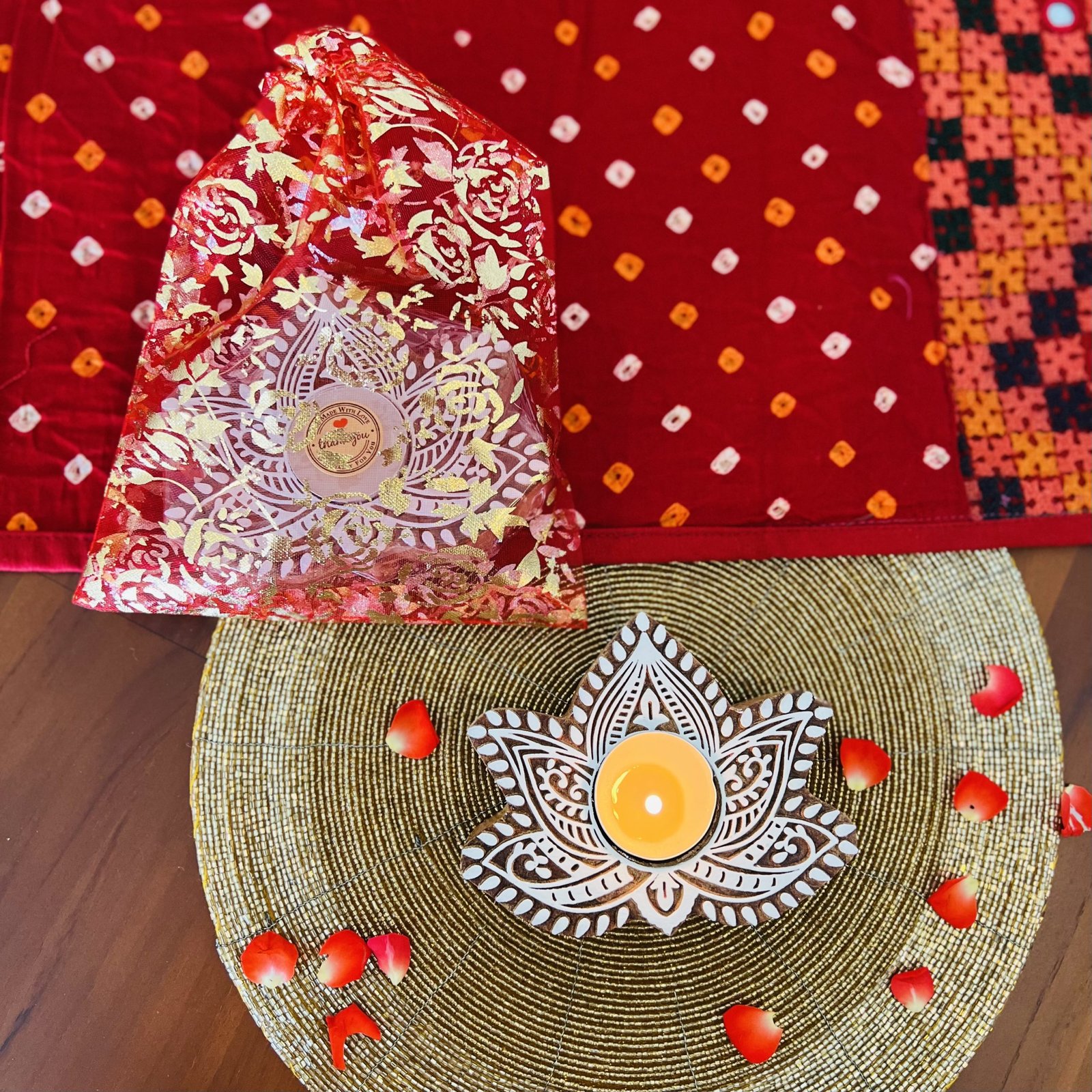 Wooden Block Tealight Holder (Flower) - Image 7