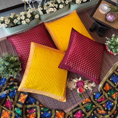 Brocade Silk Cushion Covers (Set of 4, Mix1)