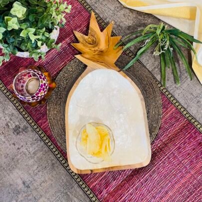 Wooden Pineapple Shaped Platter (White Shell)