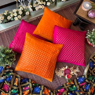 Brocade Silk Cushion Covers (Set of 4, Mix2)