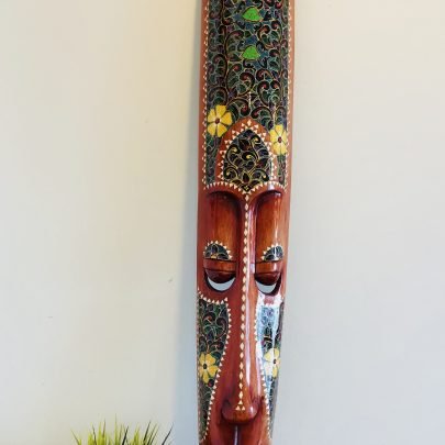 Tall Wooden Lacquered Mask (Red)