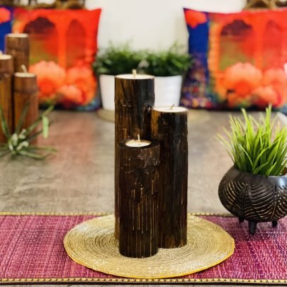 Tabletop Bamboo Candles (Dark Brown)