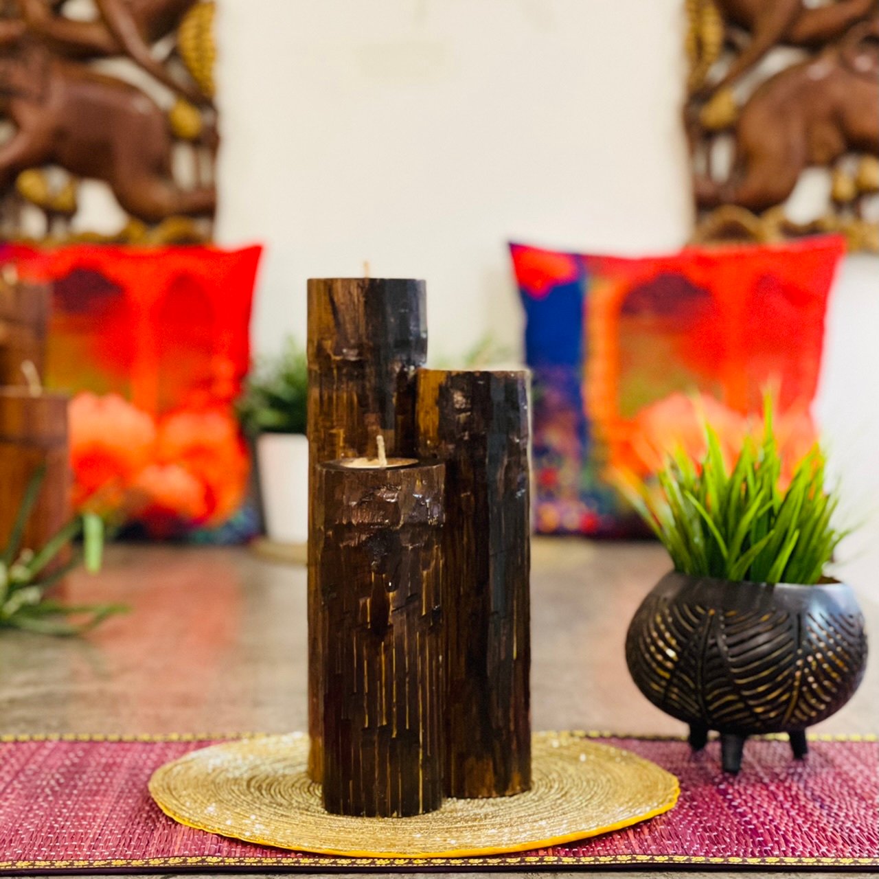 Tabletop Bamboo Candles (Dark Brown) - Image 3