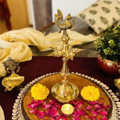 Brass Diya Stand (5 Diyas)