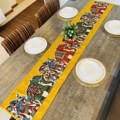 Kalamkari Design Table Runner (Mustard 2)