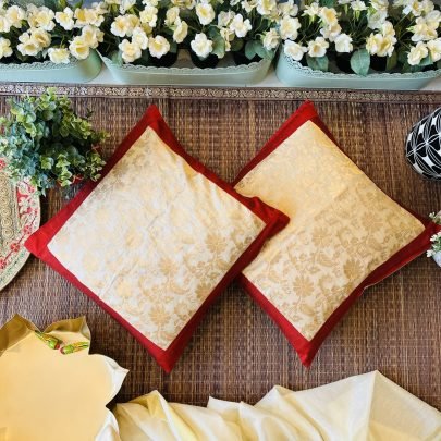 Brocade Silk Cushion Covers (Set of 2, Gold)