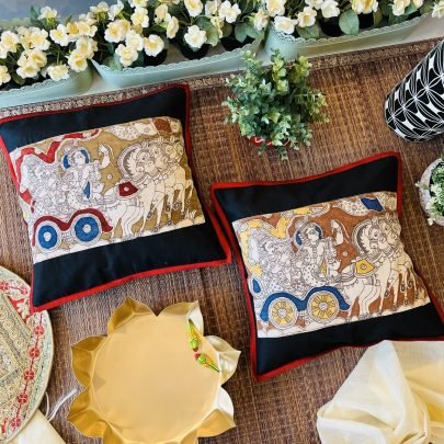 Kalamkari Cushion Covers (Set of 2, Chariot)
