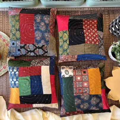 Mashru Silk Cushion Covers (Set of 4, Set B)