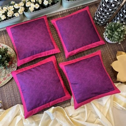 Silk Cushion Covers (Set of 4, Purple)