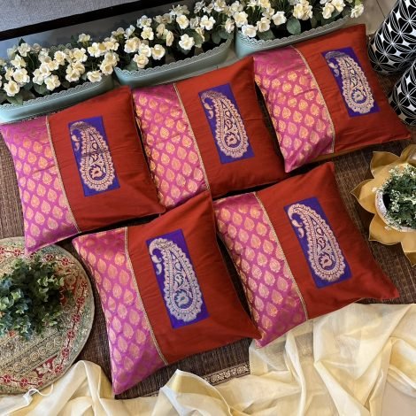 Brocade Silk Cushion Covers (Set of 5)