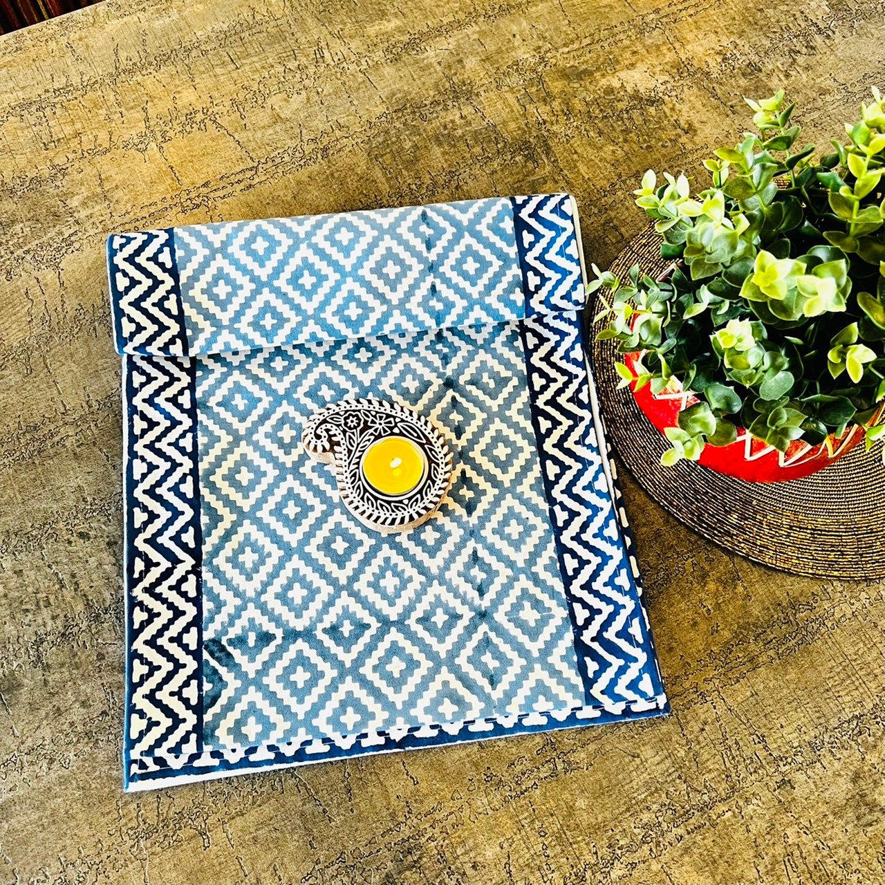 Cotton Table Runner (Blue Design) - Image 3