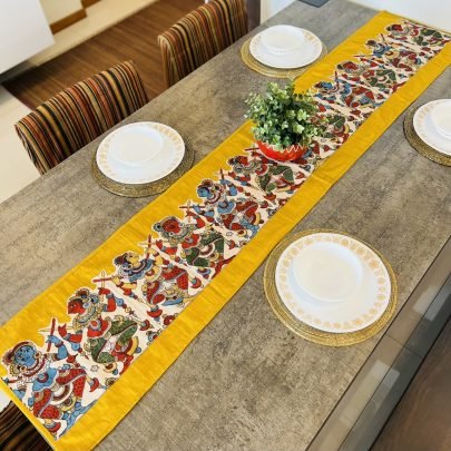 Kalamkari Design Table Runner (Mustard 3)