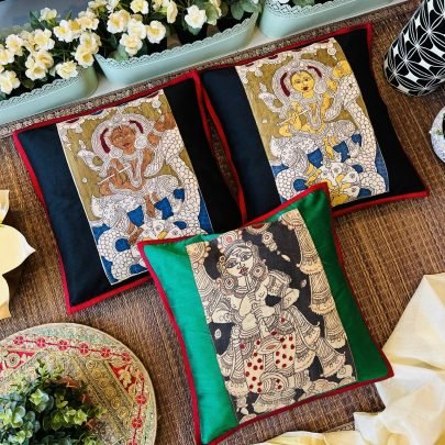 Kalamkari Cushion Covers (Set of 3, B&G)