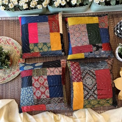 Mashru Silk Cushion Covers (Set of 4, Set C)