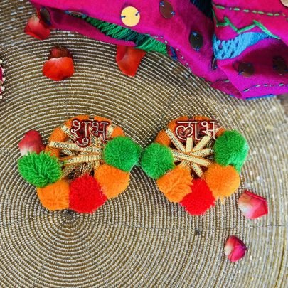 Festive Shubh Labh (Set of 2, Orange)