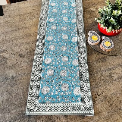 Cotton Table Runner (Light Blue)