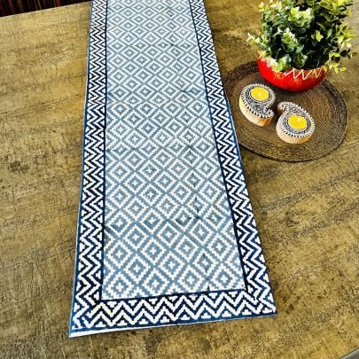 Cotton Table Runner (Blue Design)
