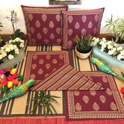 Block Printed Cotton Cushion Covers (Set of 5, KP7)