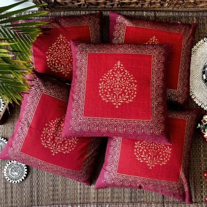 Block Printed Cotton Cushion Covers (Set of 5, KP3)