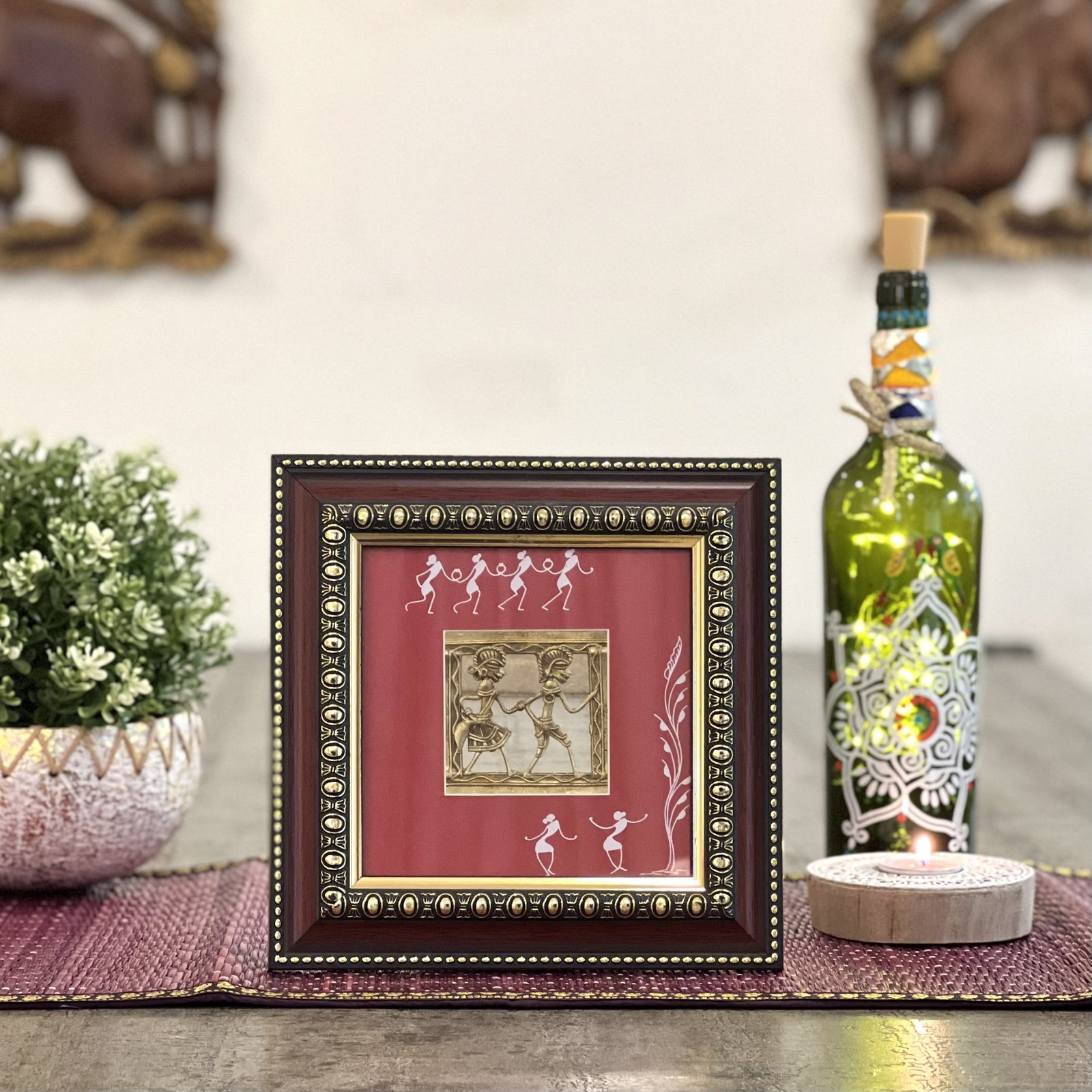 Framed Dhokra & Warli Wall Art (D9)