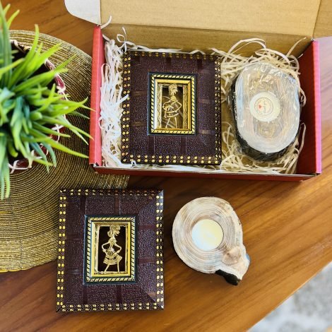 Festive Wall Art & Tea light holder Gift Set - Image 2