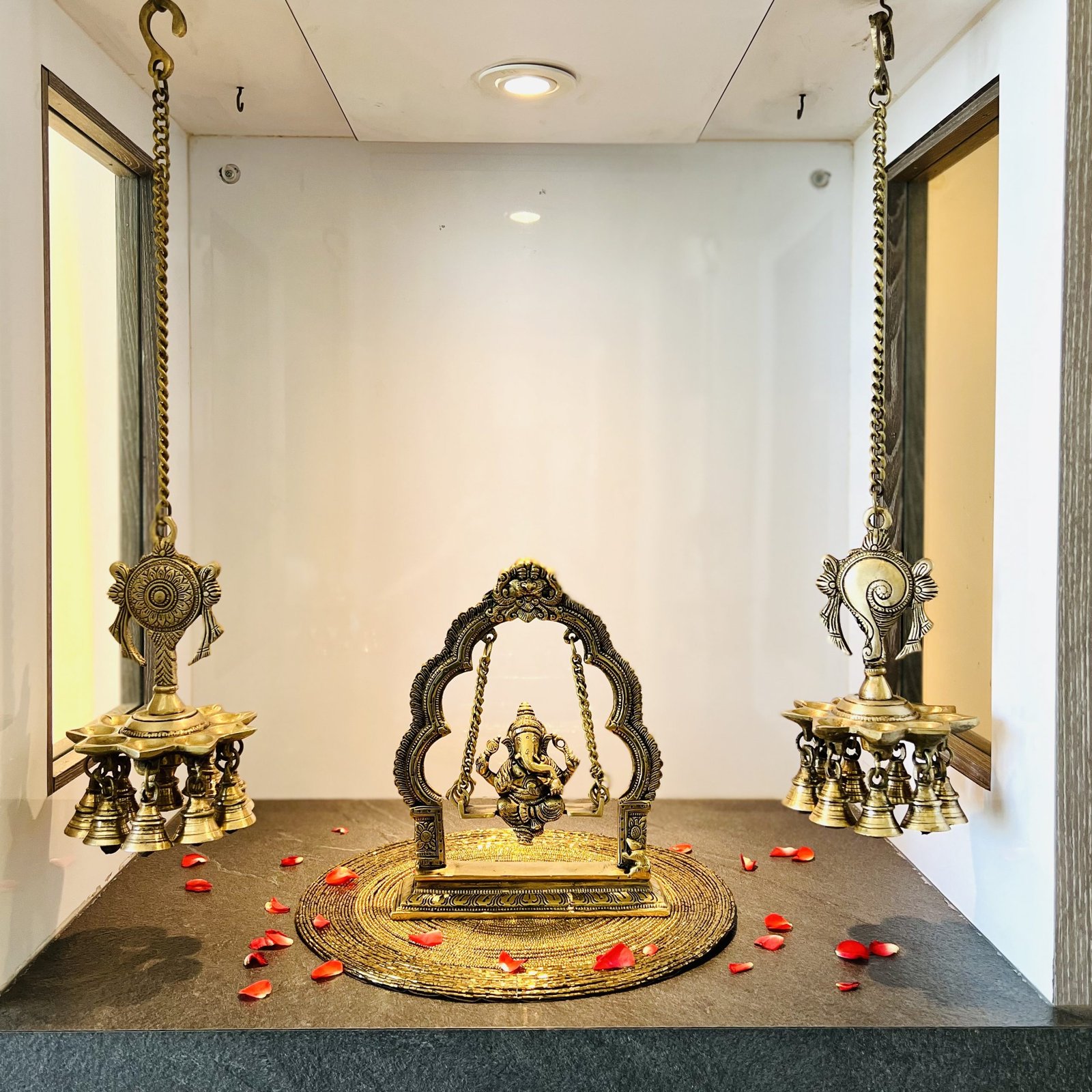 Brass Hanging Shankh Chakra Diya (Set of 2) - Image 4