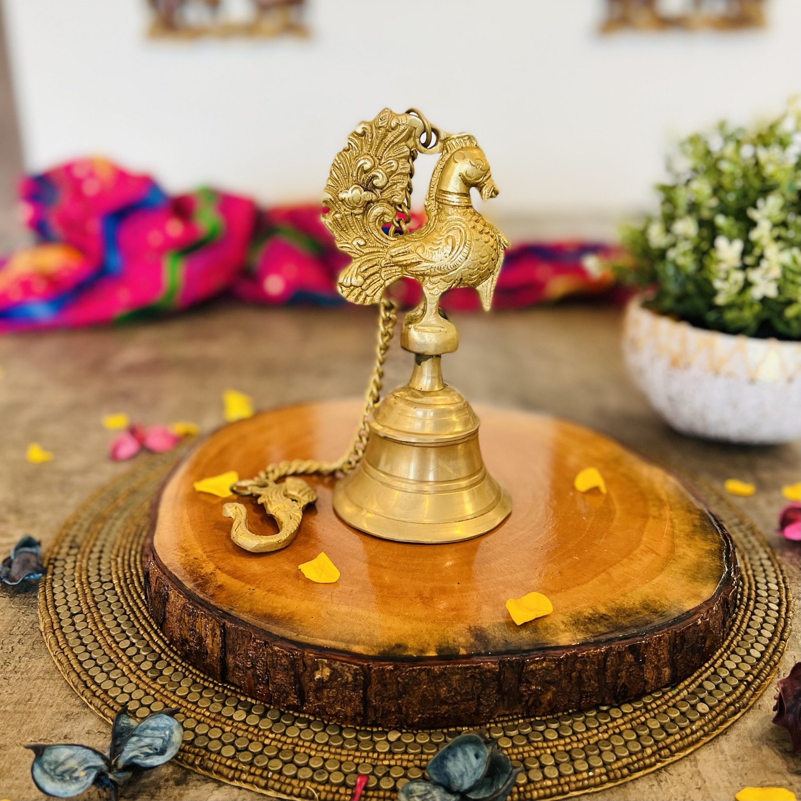 Brass Hanging Peacock Bell - Image 2