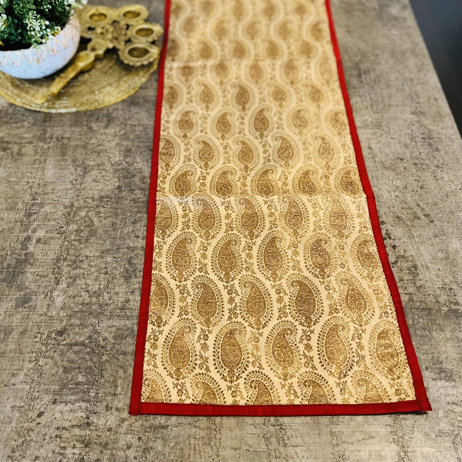 Coffee Table Brocade Silk Runner (D1) - Image 2