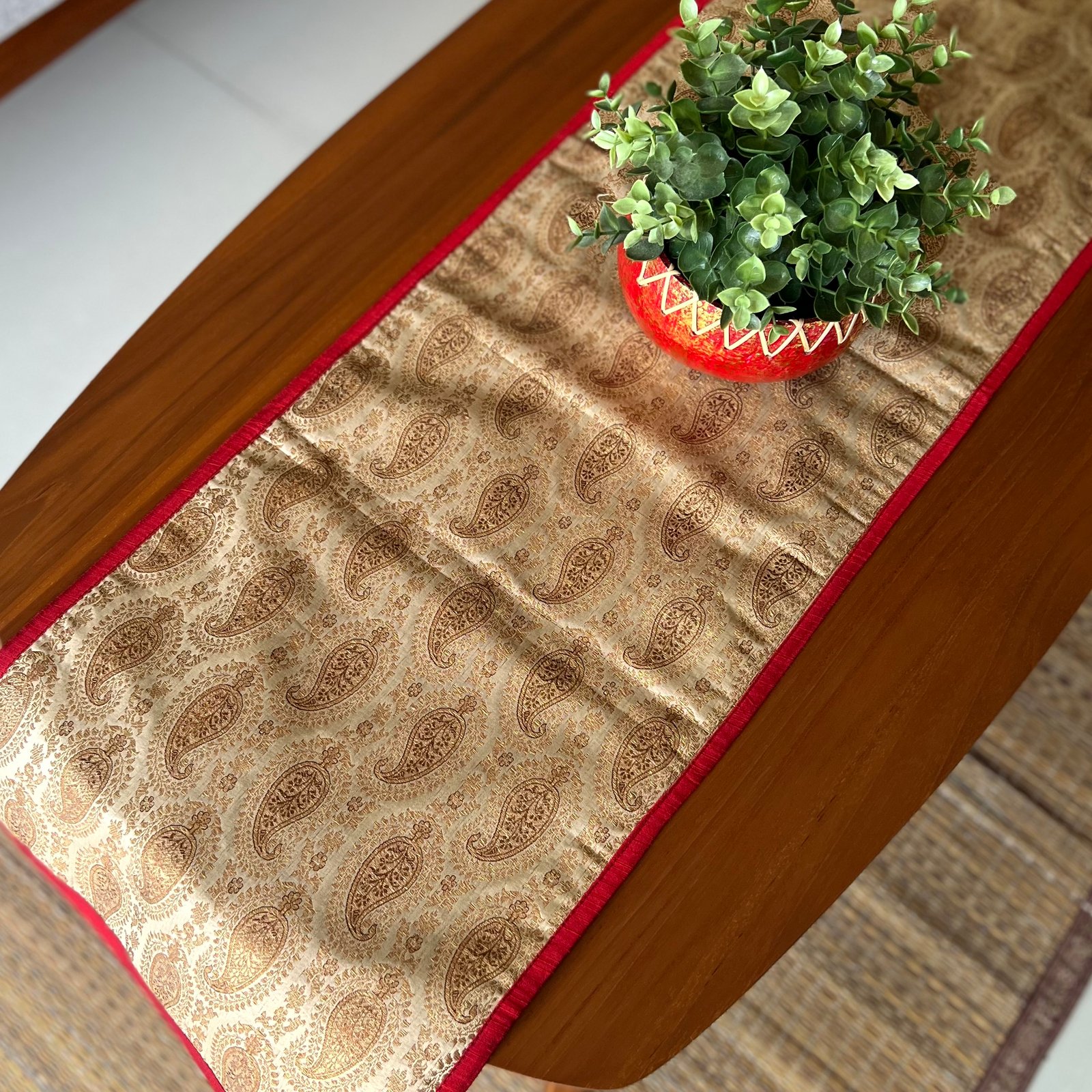 Coffee Table Brocade Silk Runner (D1)