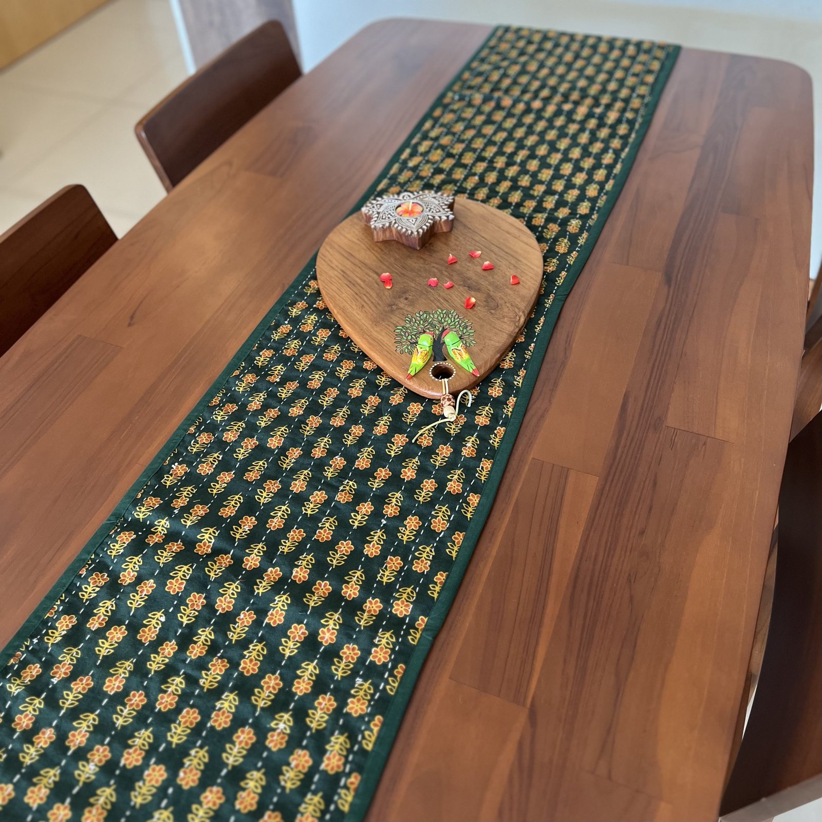 Mashru Silk Table Runner (Mustard D1) - Image 4