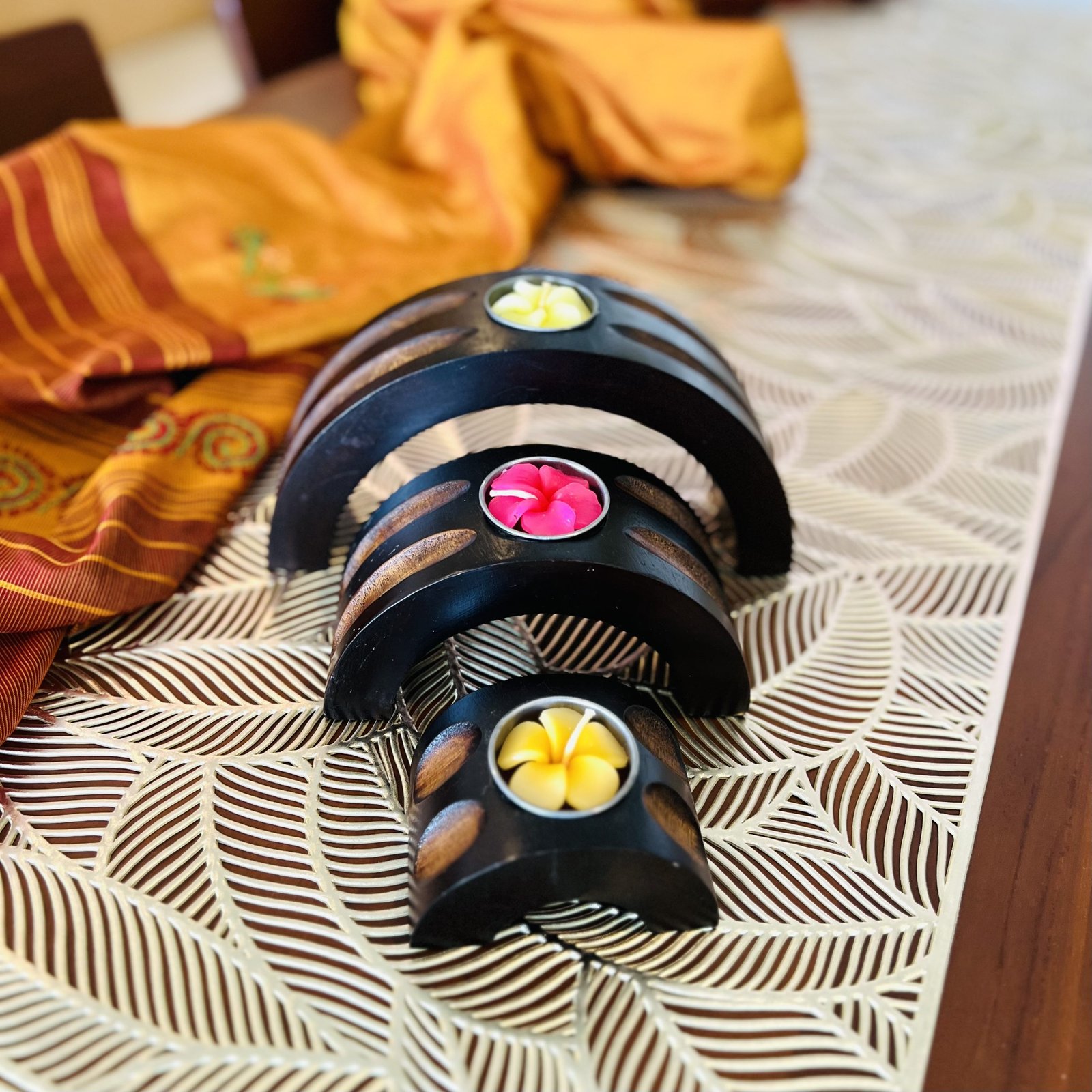 Wooden Tealight Holder Set of 3