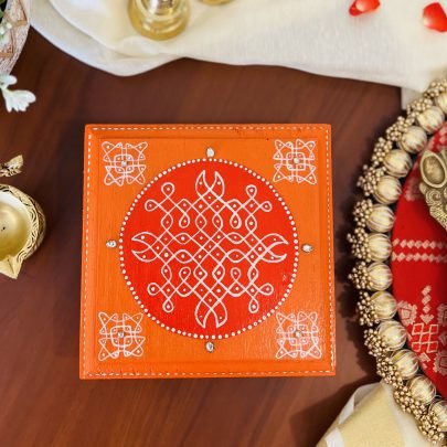 Decorative Stools (Orange Kolam)
