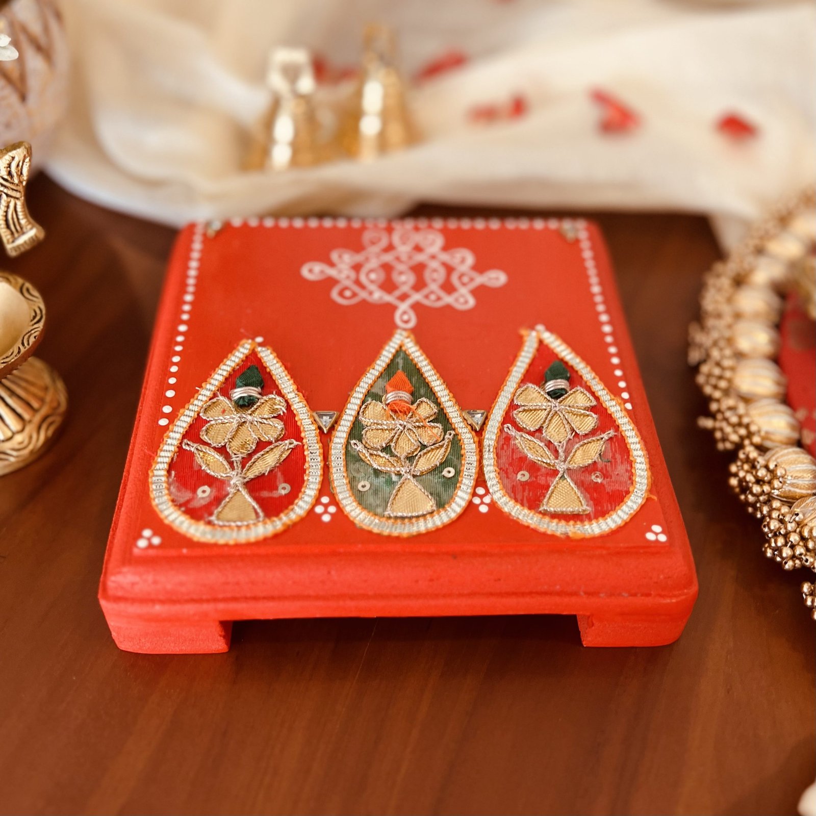 Decorative Stools (Crimson Red) - Image 4