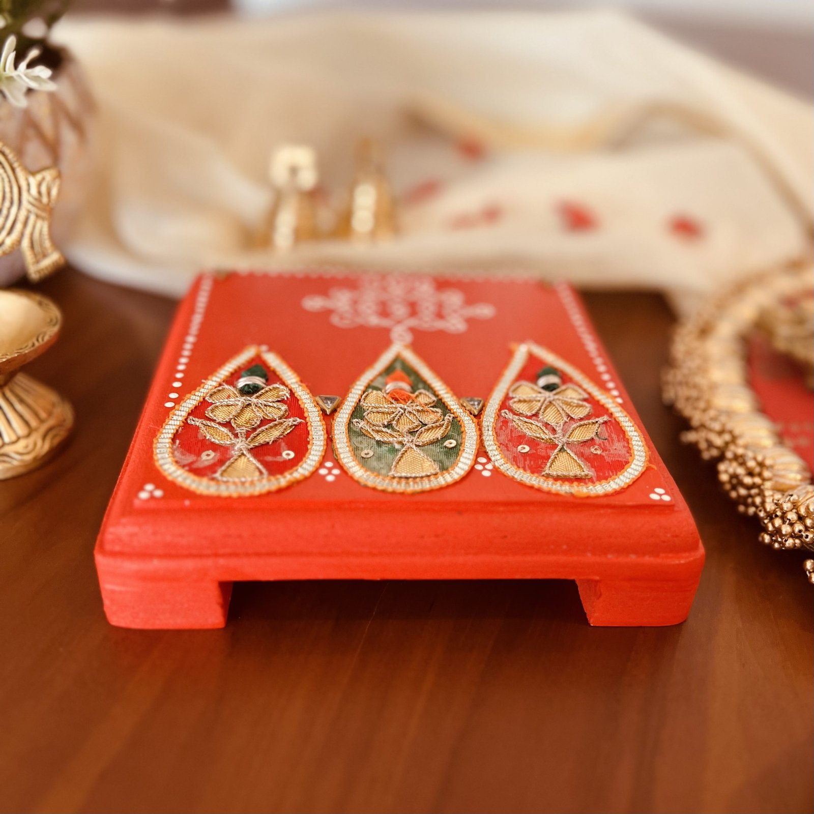 Decorative Stools (Crimson Red) - Image 3