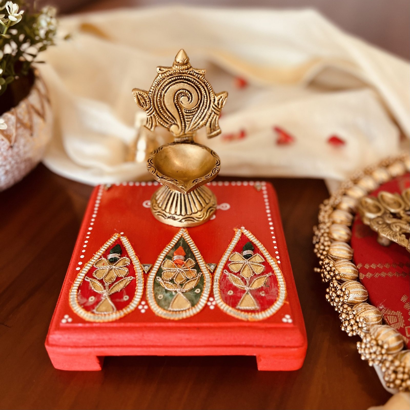 Decorative Stools (Crimson Red) - Image 2
