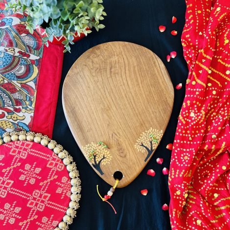 Teak Wood Platter (Oval, Two Trees Design) - Image 3