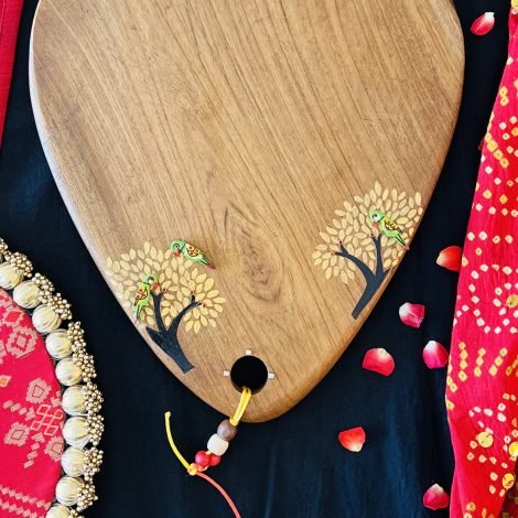 Teak Wood Platter (Oval, Two Trees Design) - Image 2